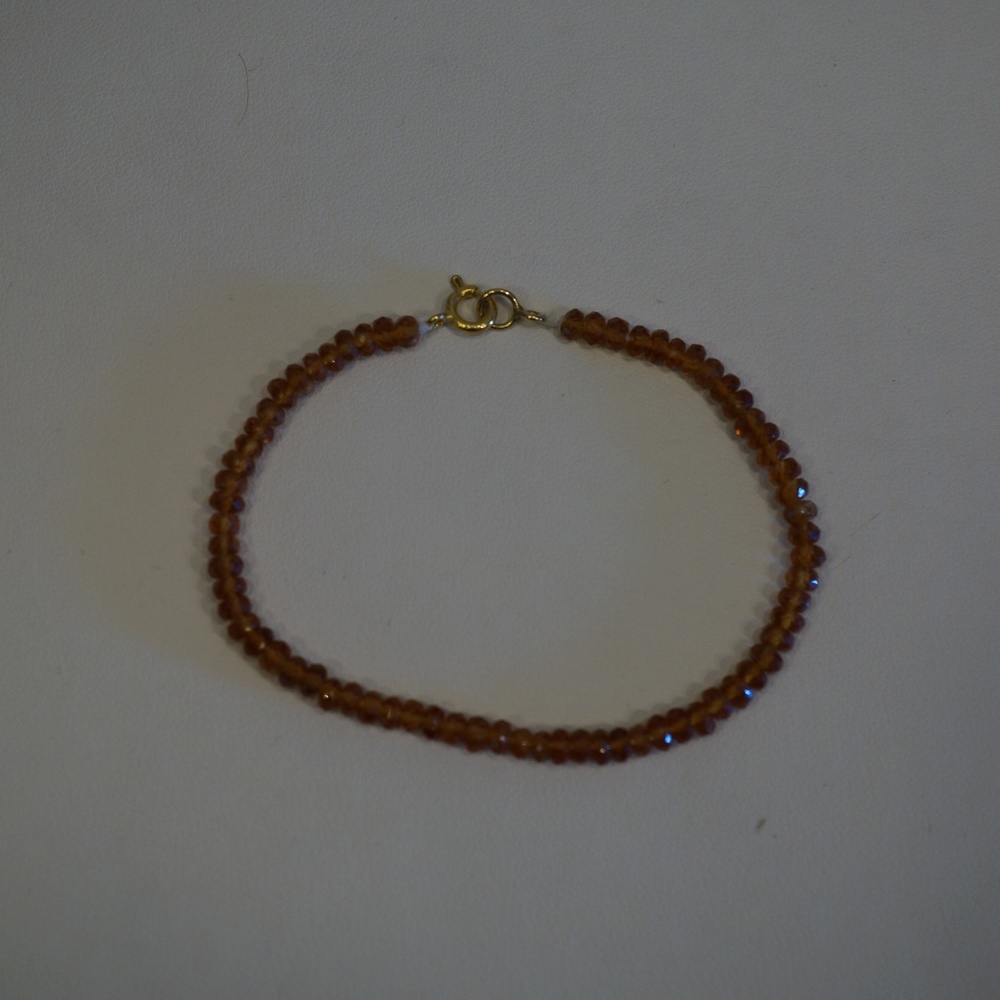7" 4mm Rondelle Cut Genuine Citrine Bead Bracelet
